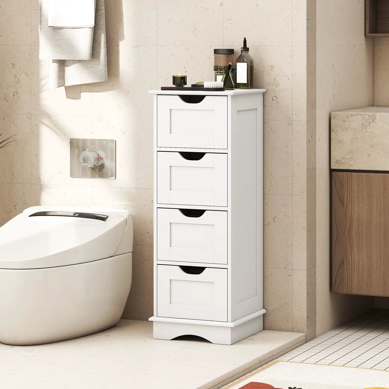 Bathroom Storage Cabinet with Cutout Handles and 4 Drawers by DirectDeals