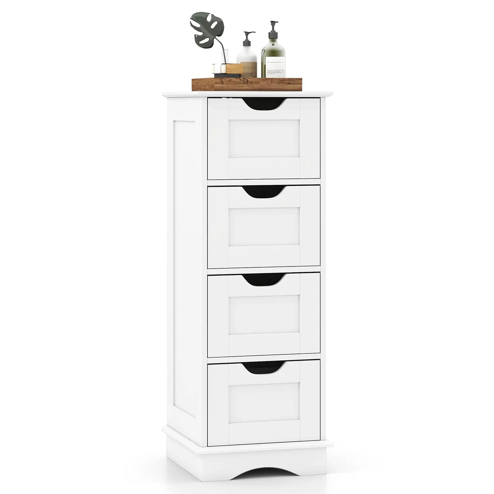 Bathroom Storage Cabinet with Cutout Handles and 4 Drawers by DirectDeals
