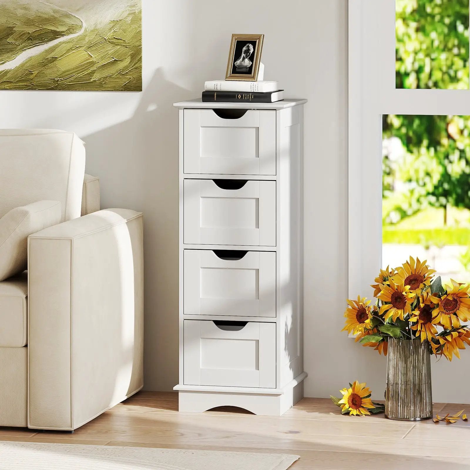 Bathroom Storage Cabinet with Cutout Handles and 4 Drawers by DirectDeals