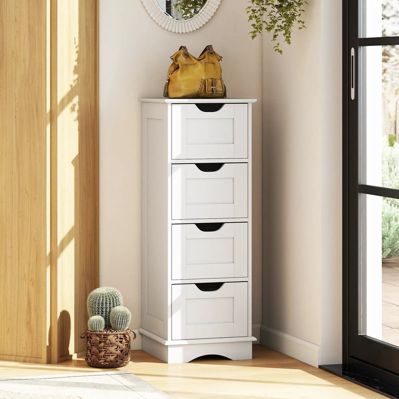 Bathroom Storage Cabinet with Cutout Handles and 4 Drawers by DirectDeals