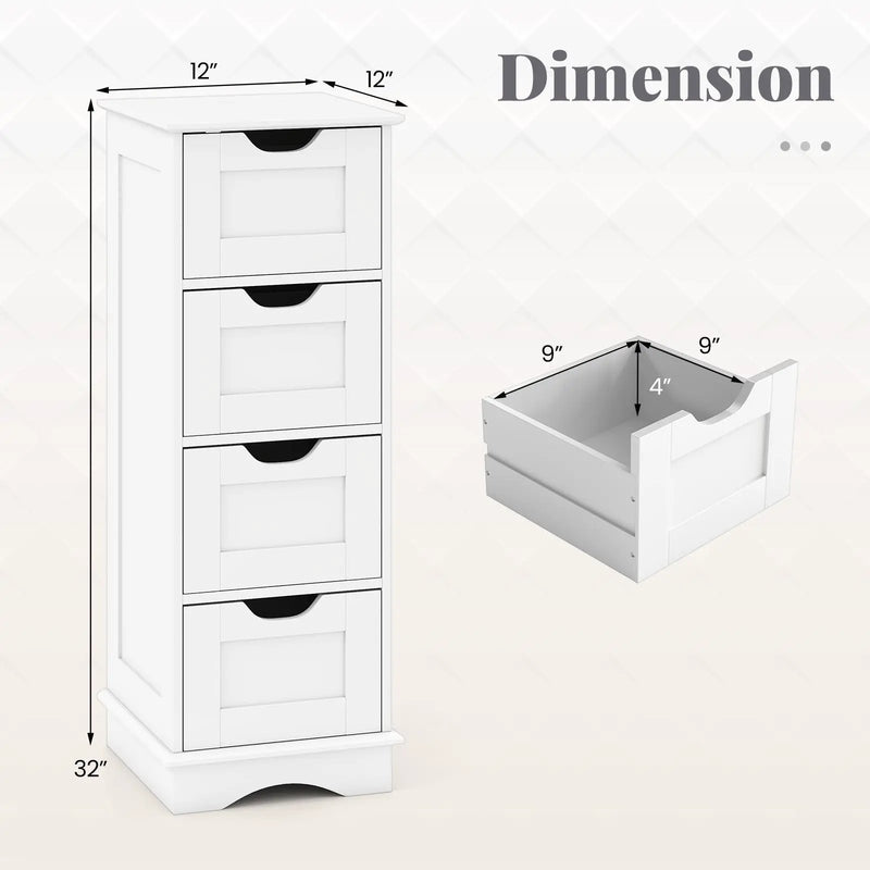 Bathroom Storage Cabinet with Cutout Handles and 4 Drawers by DirectDeals