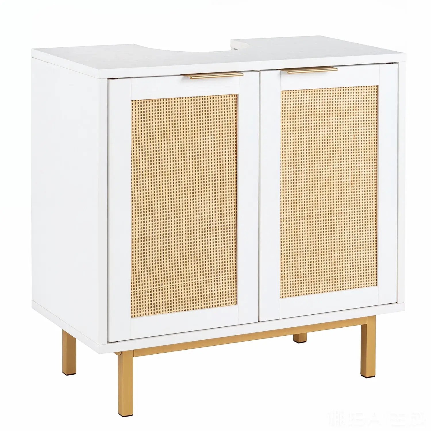 Bathroom Vanity Cabinet with Rattan Doors and U-Shaped Cut-Out by DirectDeals