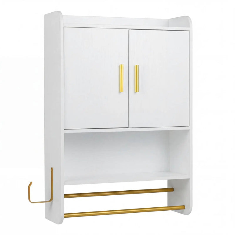 Wall Mounted Bathroom Cabinet with Towel Bars and Adjustable Shelf by DirectDeals
