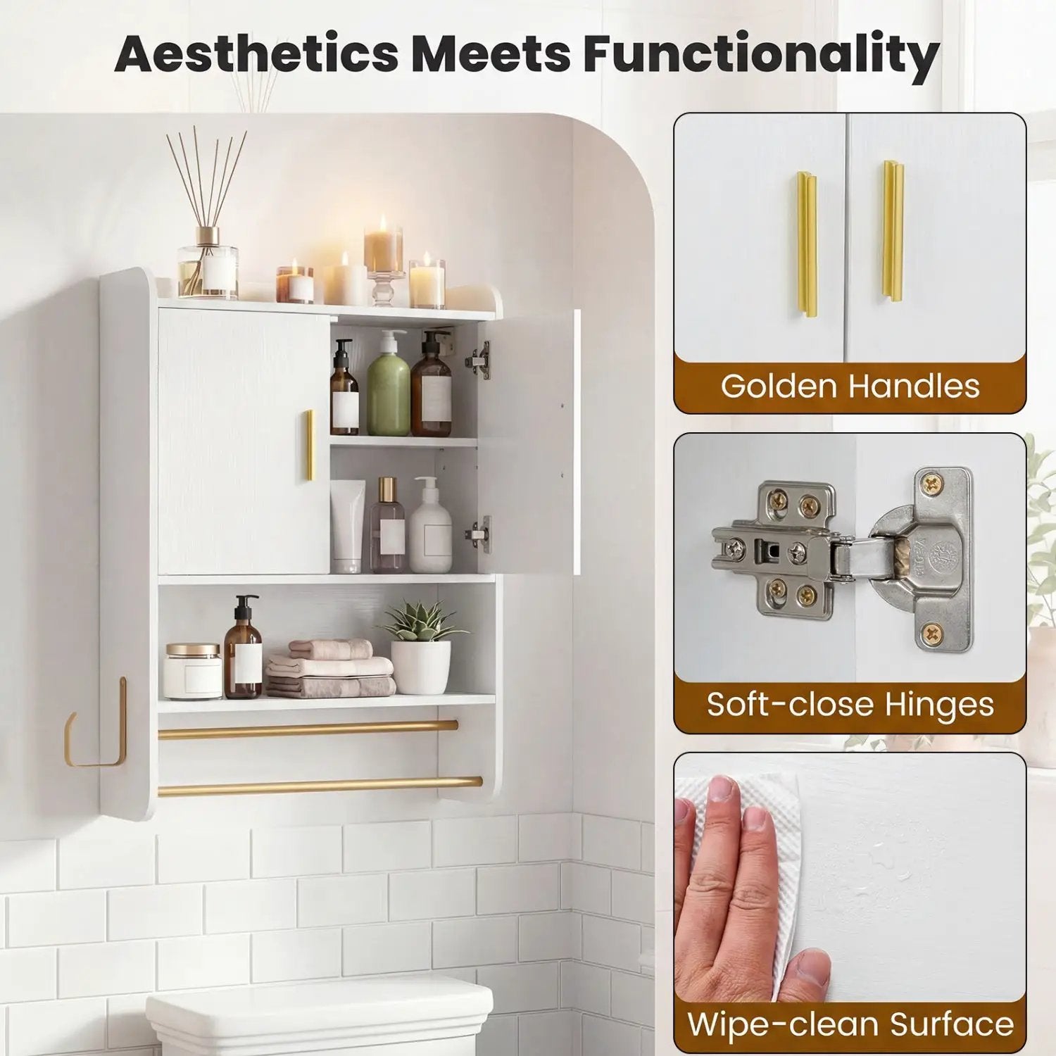 Wall Mounted Bathroom Cabinet with Towel Bars and Adjustable Shelf by DirectDeals