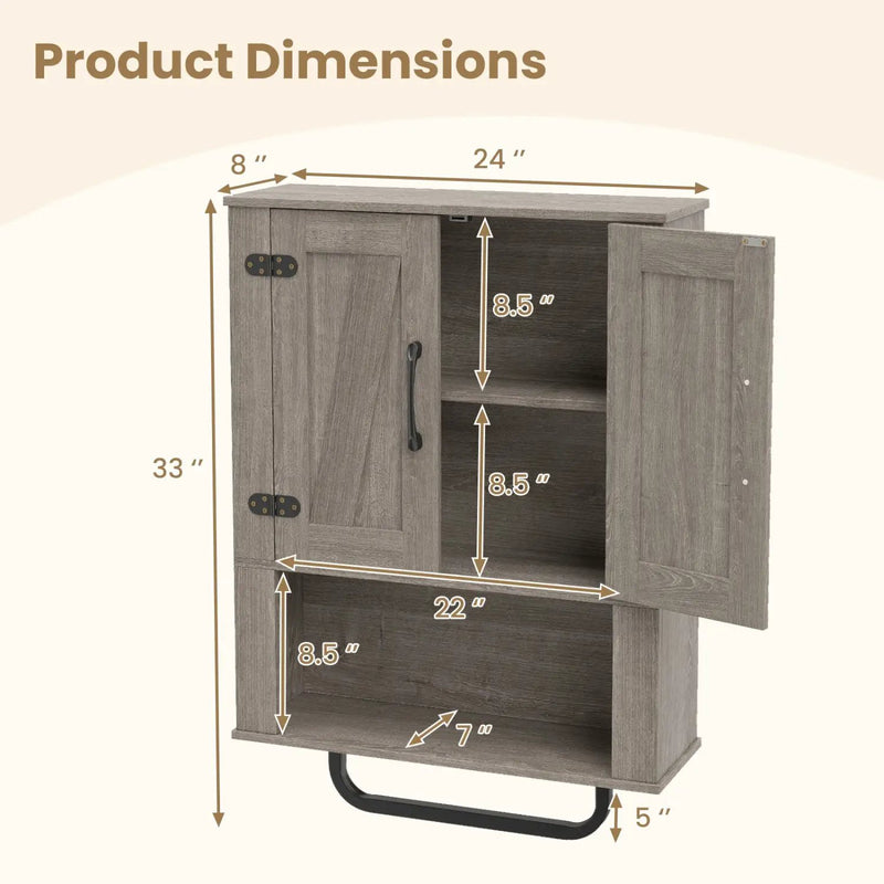 Bathroom Wall Cabinet with Barn Doors and Towel Bar by DirectDeals