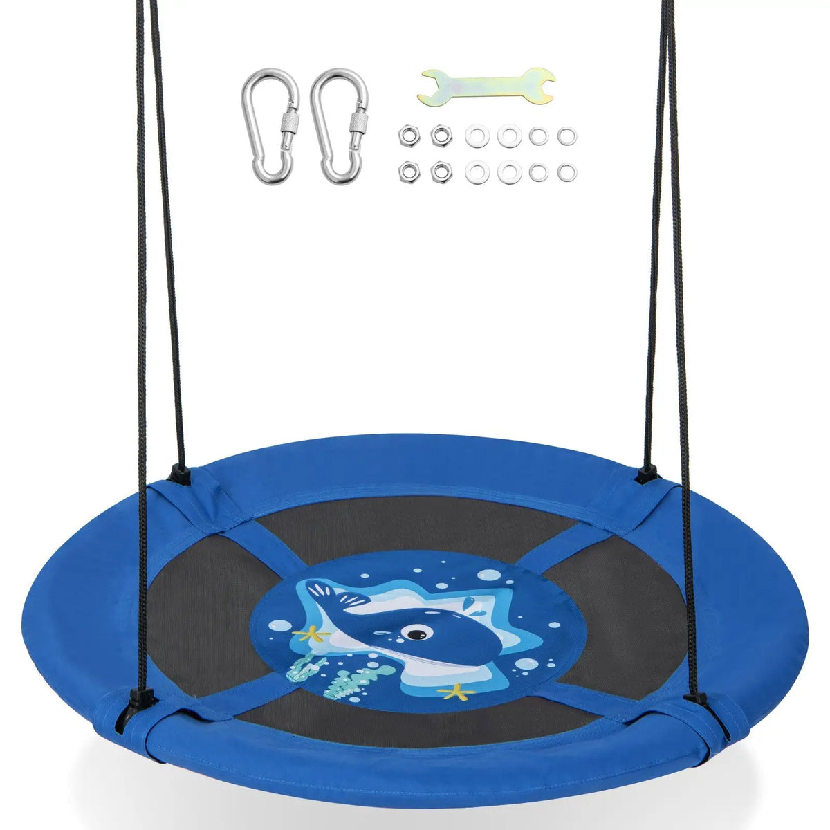 40 Inches Saucer Tree Swing with Adjustable Hanging Ropes and 900D Oxford Fabric by DirectDeals