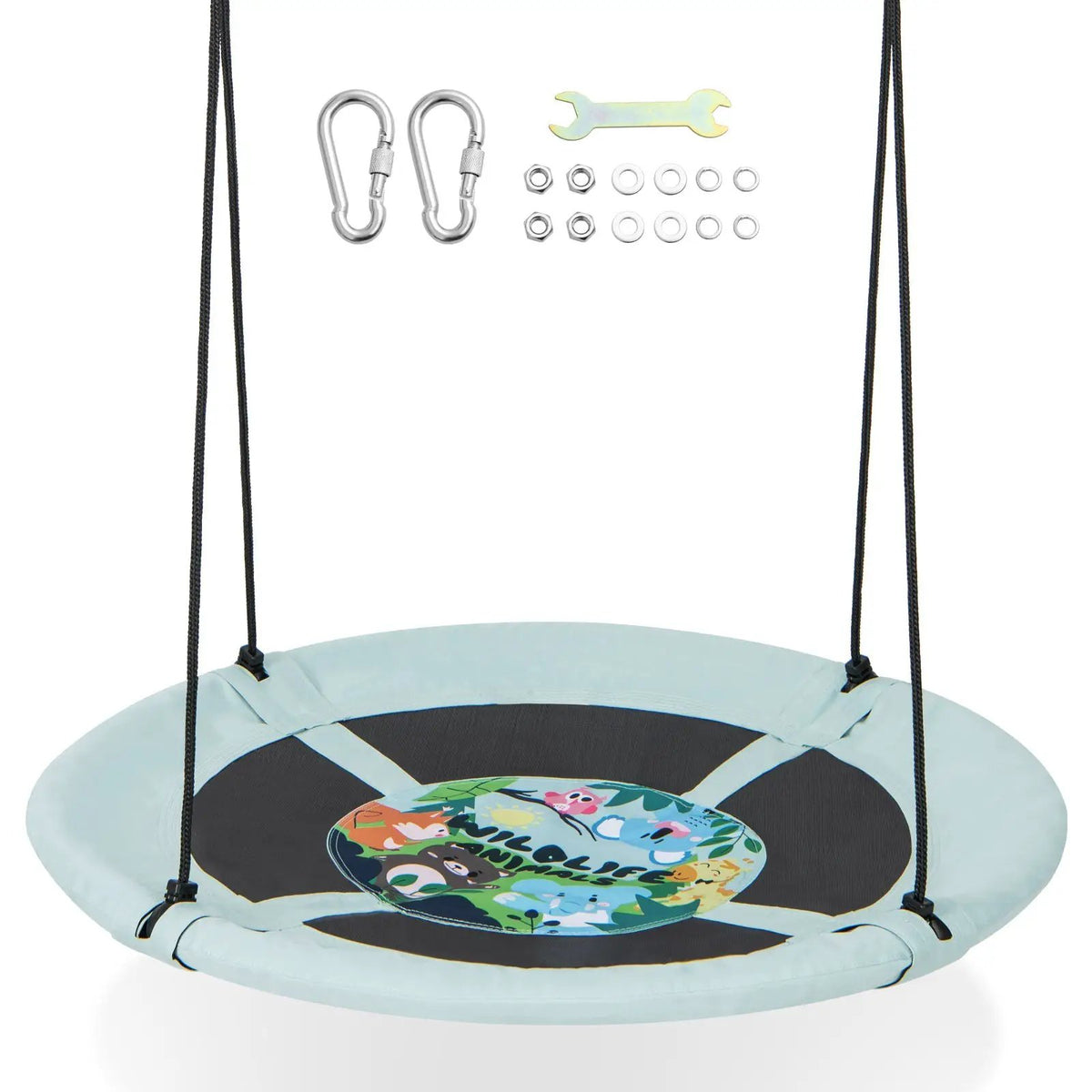 40 Inches Saucer Tree Swing with Adjustable Hanging Ropes and 900D Oxford Fabric by DirectDeals