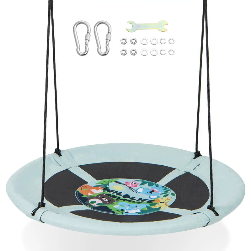 40 Inches Saucer Tree Swing with Adjustable Hanging Ropes and 900D Oxford Fabric by DirectDeals