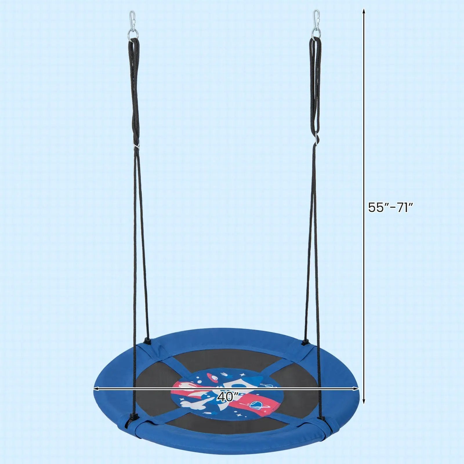 40 Inches Saucer Tree Swing with Adjustable Hanging Ropes and 900D Oxford Fabric by DirectDeals