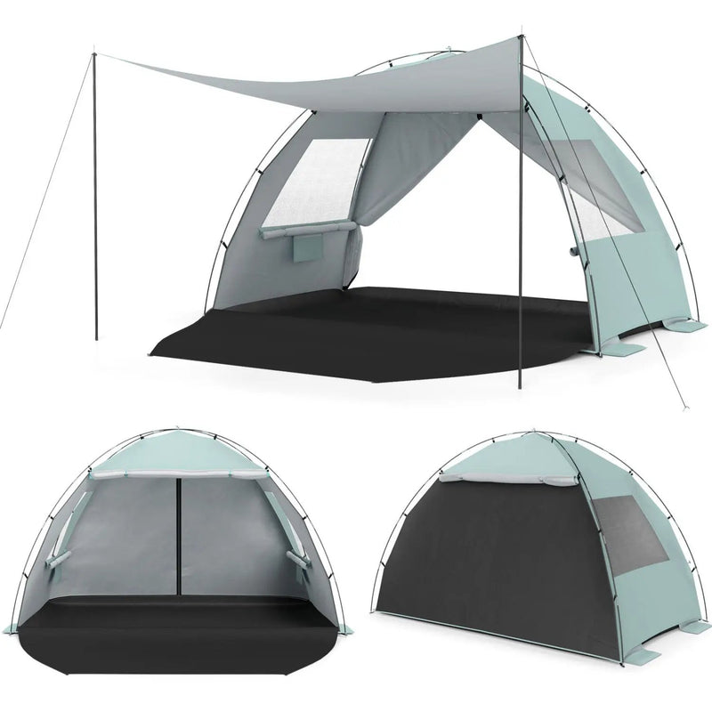 Beach Tent Sun Shelter with Canopy Pop-Up Easy Setup UPF50+ Sun Protection by DirectDeals