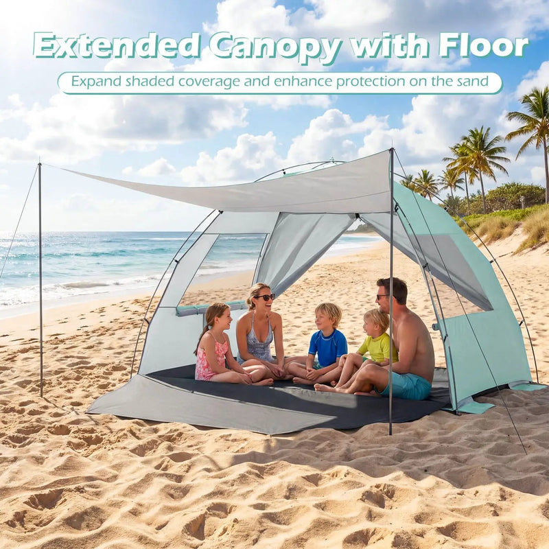 Beach Tent Sun Shelter with Canopy Pop-Up Easy Setup UPF50+ Sun Protection by DirectDeals