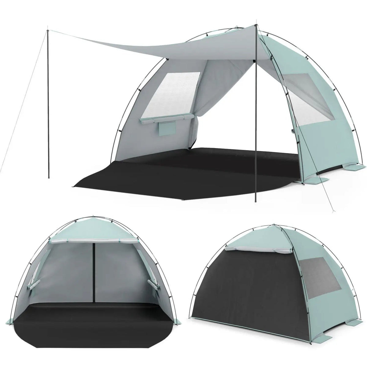 Beach Tent Sun Shelter with Canopy with Extended Floor and Vent Windows by DirectDeals