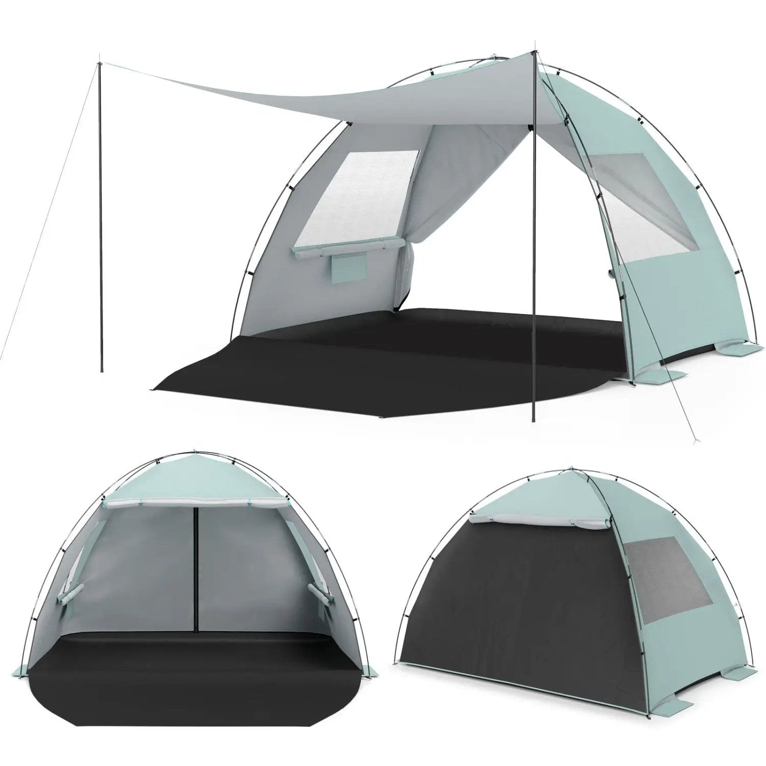 Beach Tent Sun Shelter with Canopy with Extended Floor and Vent Windows by DirectDeals