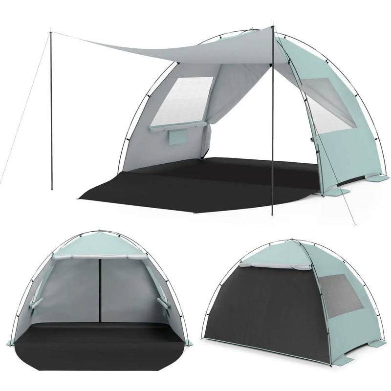 Beach Tent Sun Shelter with Canopy with Extended Floor and Vent Windows by DirectDeals