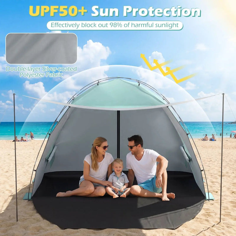 Beach Tent Sun Shelter with Canopy with Extended Floor and Vent Windows by DirectDeals