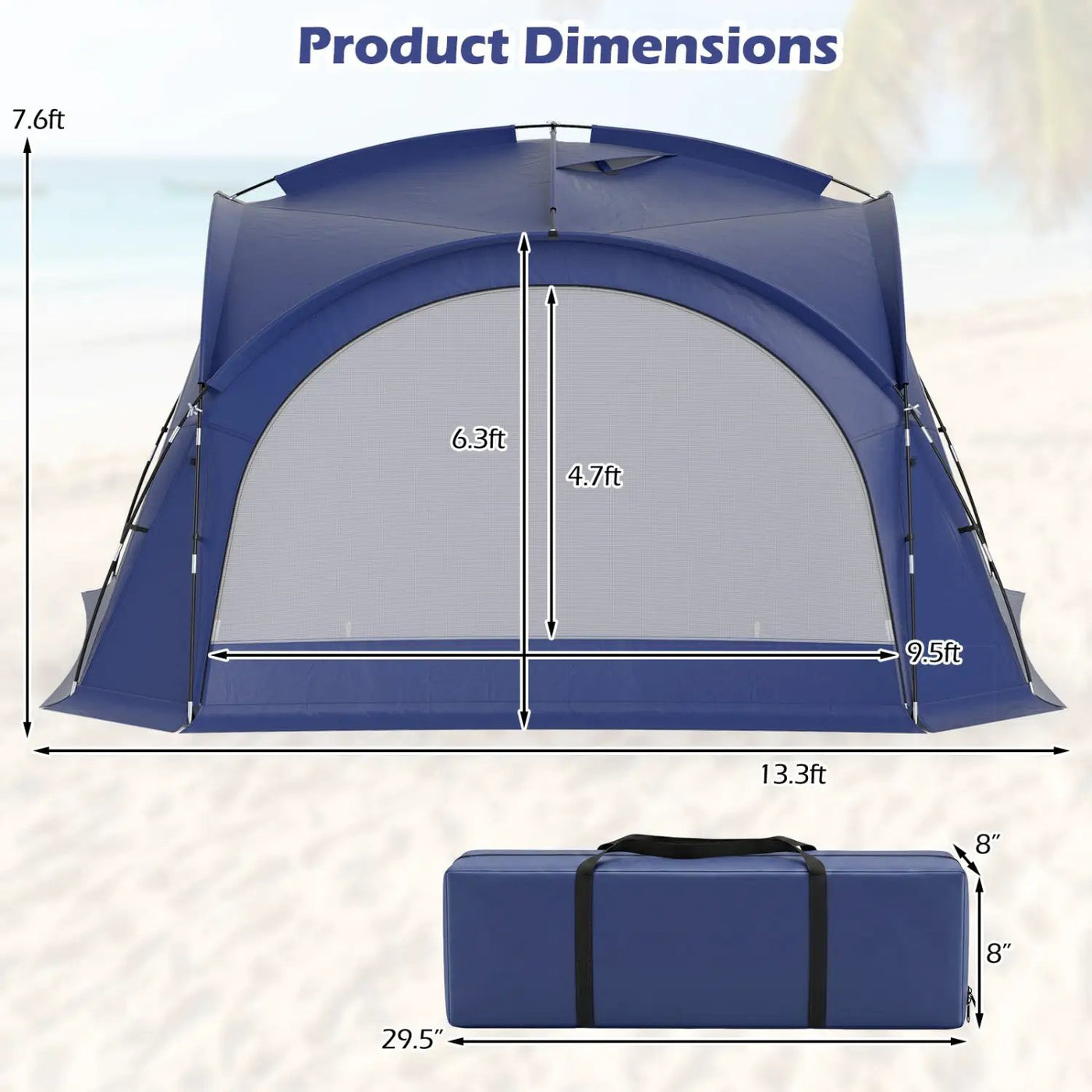 Large Beach Tent for 12-15 People with Removable Sidewalls by DirectDeals