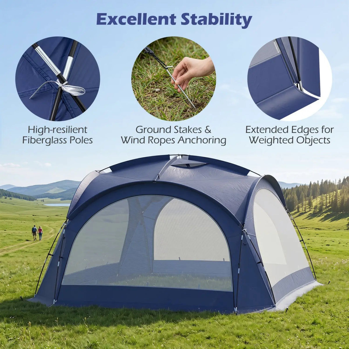 Large Beach Tent for 12-15 People with Removable Sidewalls by DirectDeals