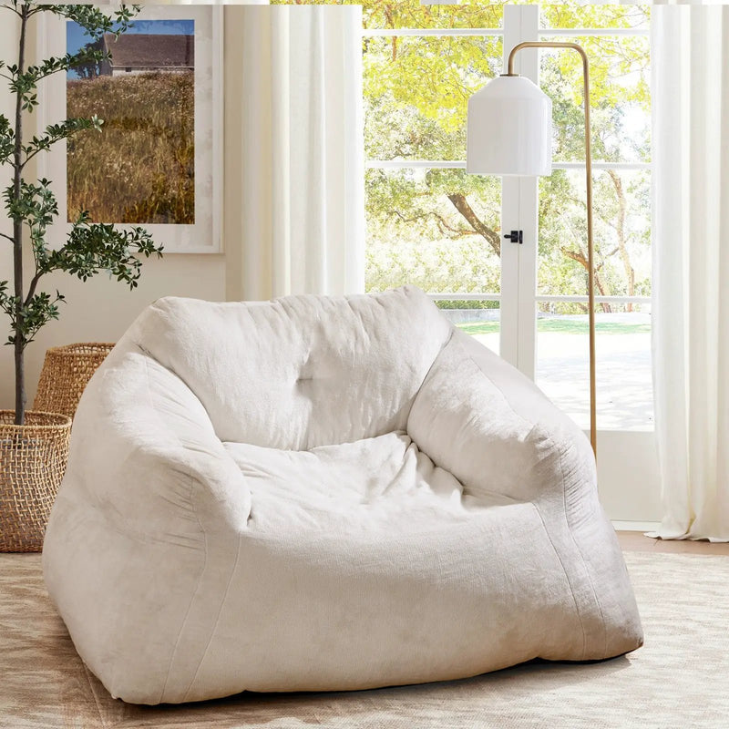 Bean Bag Chair Plush Lazy Sofa with Ultra-soft Velvet Cover-Beige by DirectDeals
