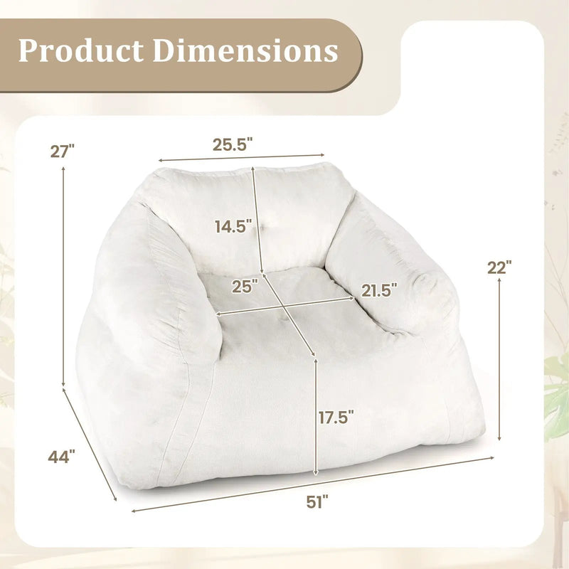 Bean Bag Chair Plush Lazy Sofa with Ultra-soft Velvet Cover-Beige by DirectDeals
