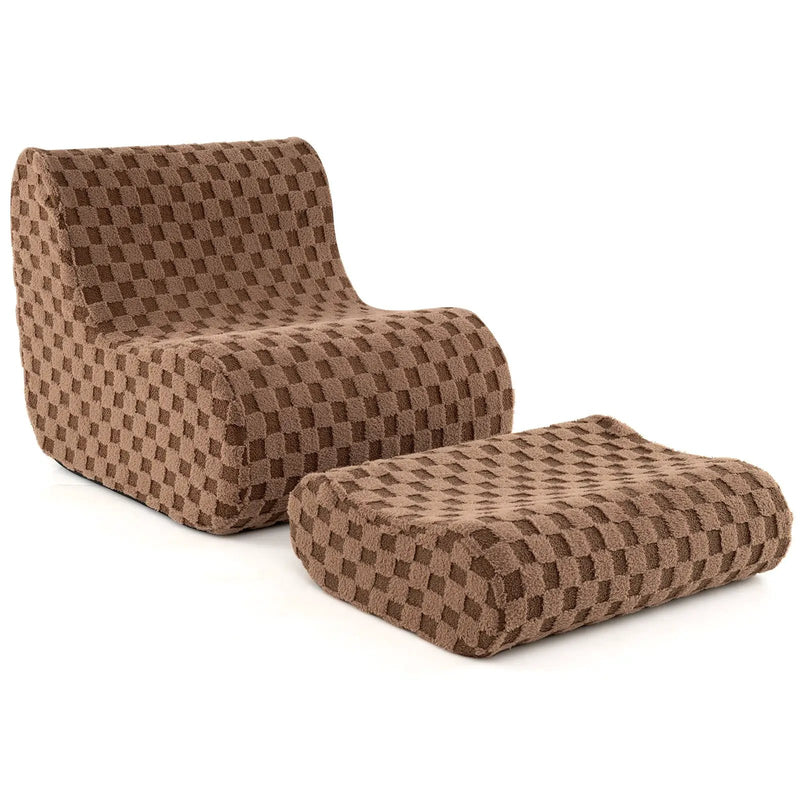 Bean Bag Chair with Ottoman and High Elasticity Sponge by DirectDeals