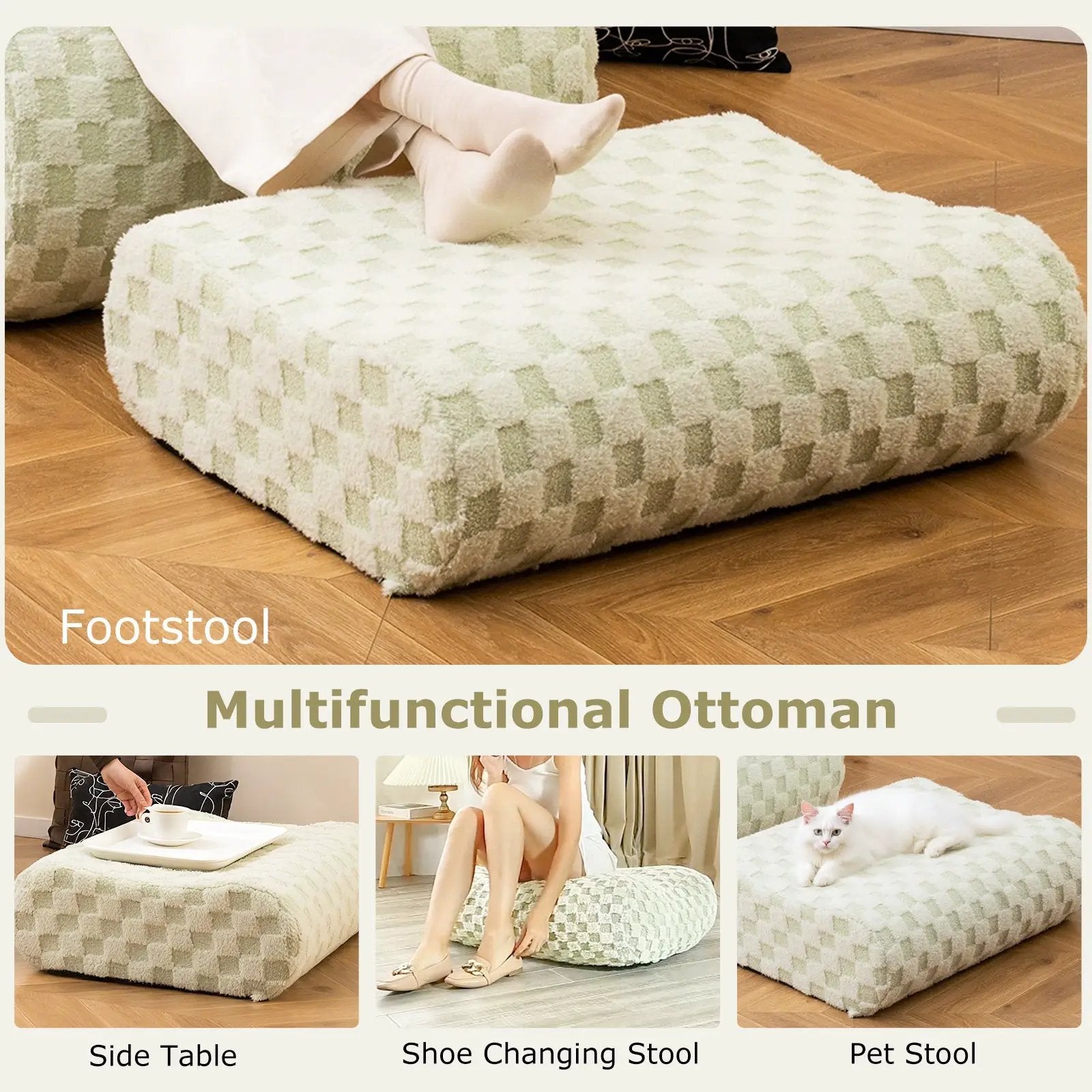 Bean Bag Chair with Ottoman and High Elasticity Sponge by DirectDeals