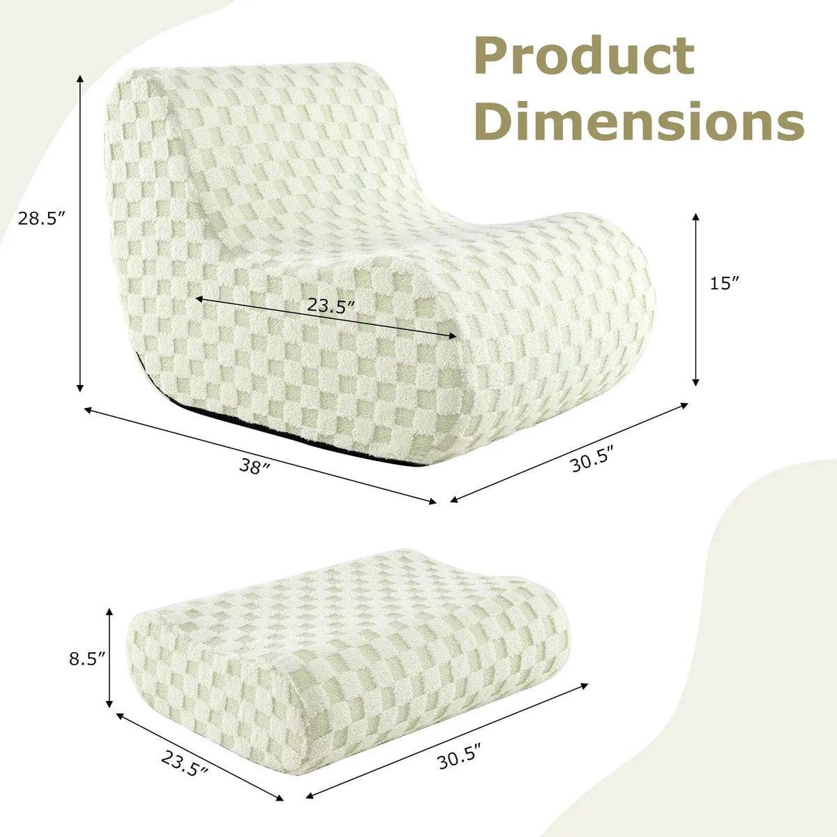 Bean Bag Chair with Ottoman and High Elasticity Sponge by DirectDeals