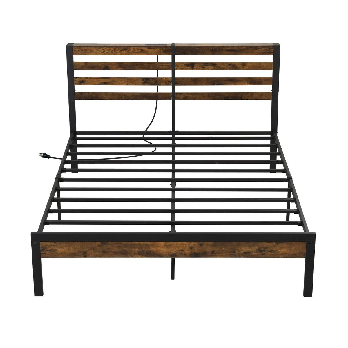 Full/Queen Size Bed Frame with Charging Station and Storage Headboard by DirectDeals