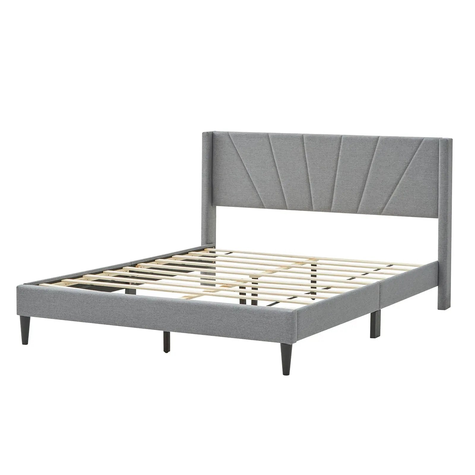 Twin/Queen Bed Frame with Linen Upholstered Wingback Headboard by DirectDeals