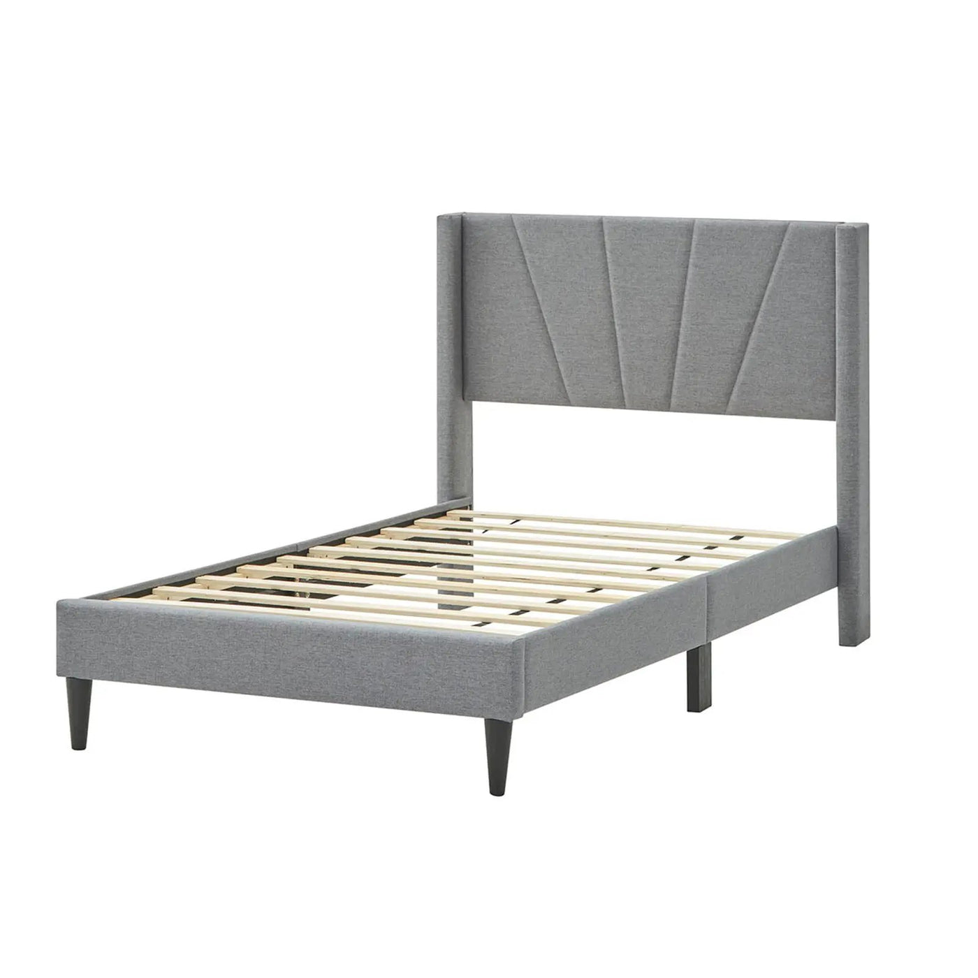 Twin/Queen Bed Frame with Linen Upholstered Wingback Headboard by DirectDeals