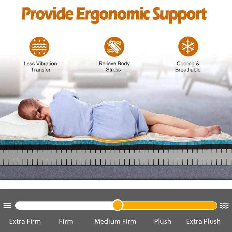 Bed Mattress Memory Foam Twin Size with Jacquard Cover for Adjustable Bed Base by DirectDeals