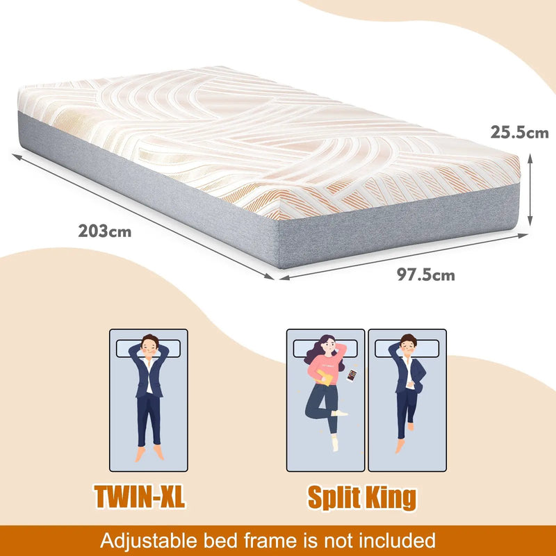 Bed Mattress Memory Foam Twin Size with Jacquard Cover for Adjustable Bed Base by DirectDeals