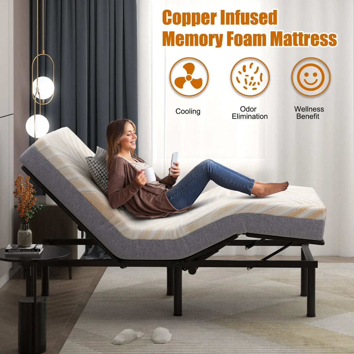Bed Mattress Memory Foam Twin Size with Jacquard Cover for Adjustable Bed Base by DirectDeals
