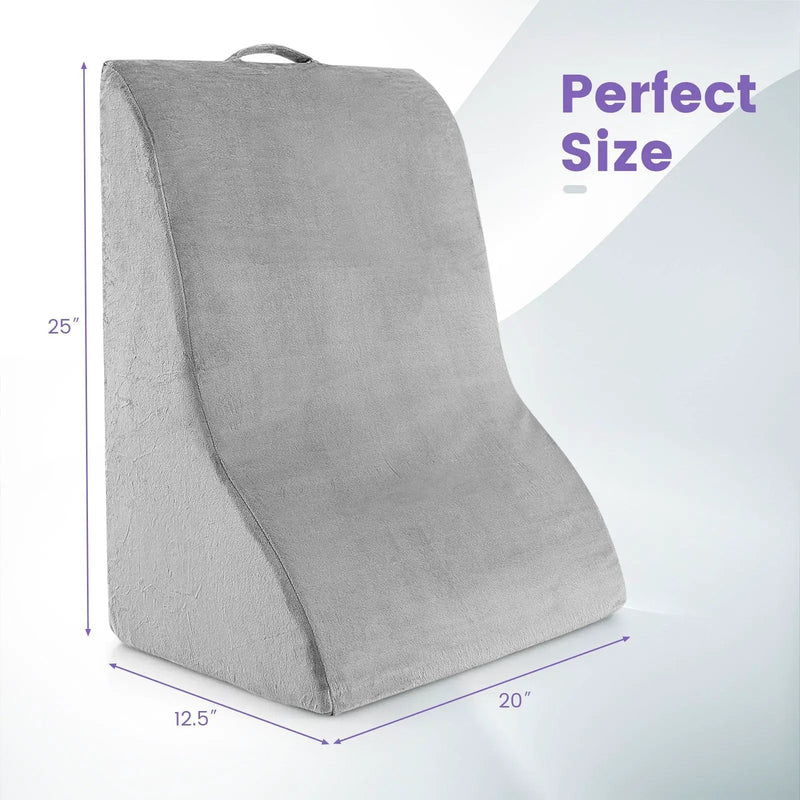 Bed Wedge Pillow Back Support Triangle Reading Pillow with Detachable Cover-Gray by DirectDeals