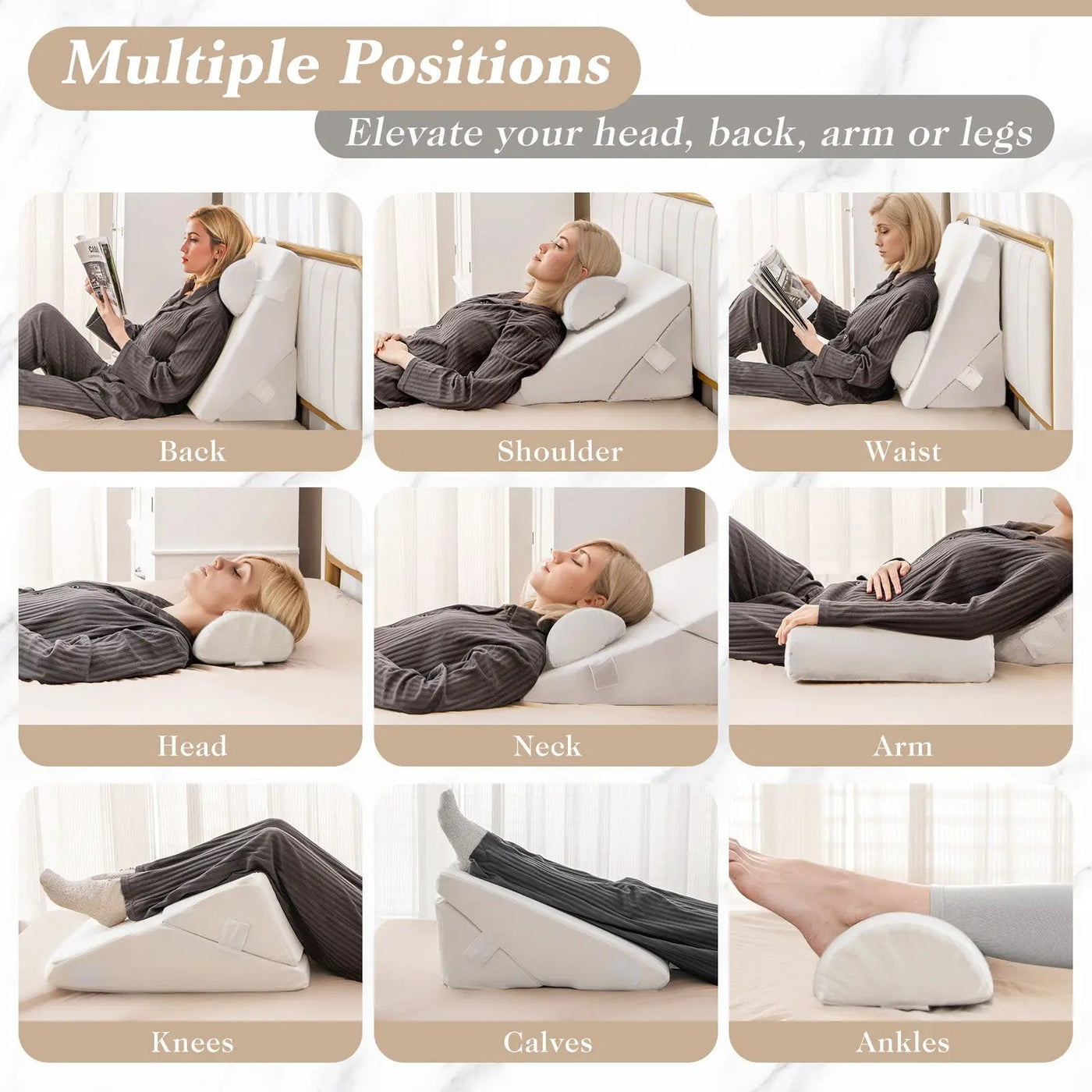3 Pieces Bed Wedge Pillow Set with Air Memory Foam by DirectDeals