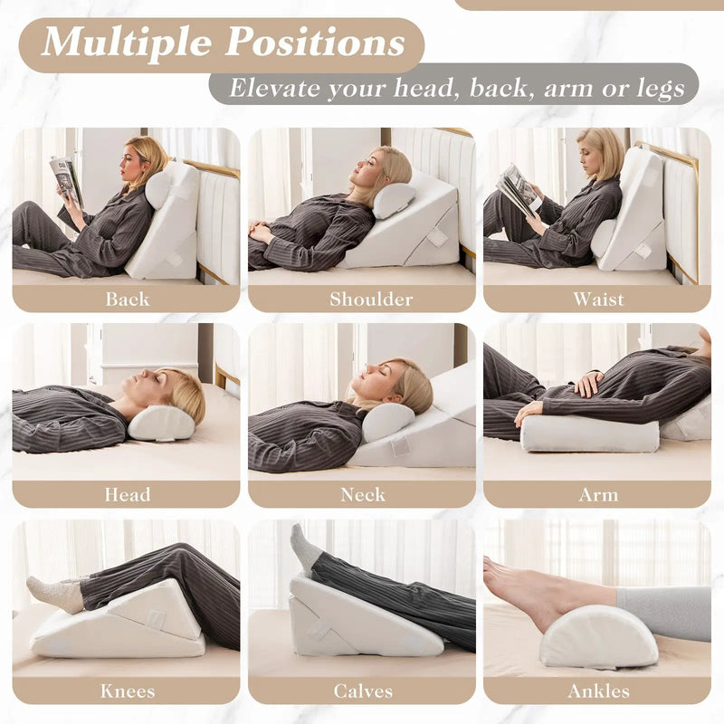 3 Pieces Bed Wedge Pillow Set with Air Memory Foam by DirectDeals