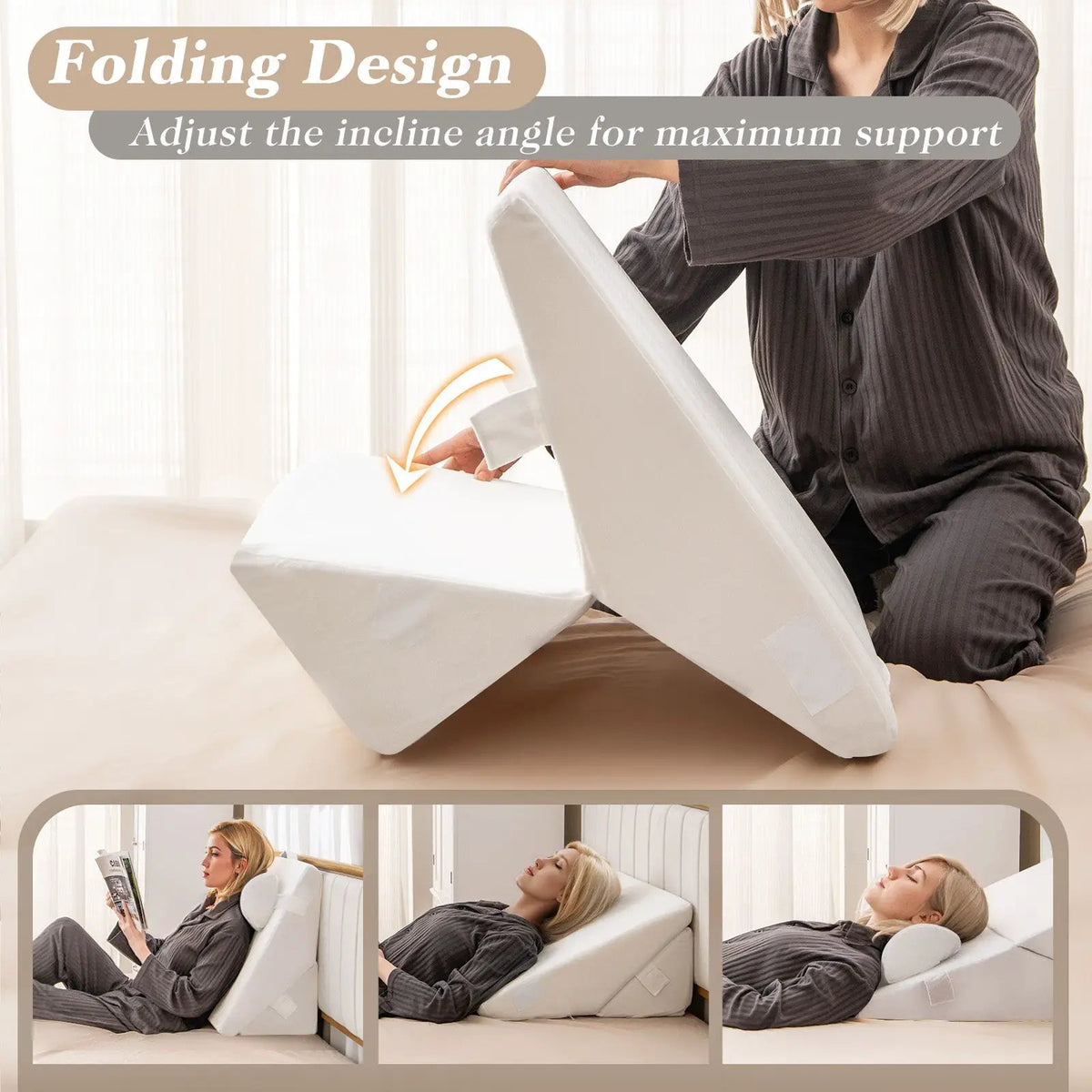 3 Pieces Bed Wedge Pillow Set with Air Memory Foam by DirectDeals
