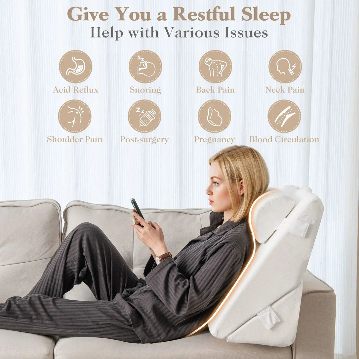 3 Pieces Bed Wedge Pillow Set with Air Memory Foam by DirectDeals