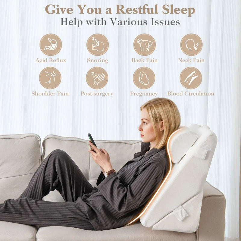 3 Pieces Bed Wedge Pillow Set with Air Memory Foam by DirectDeals
