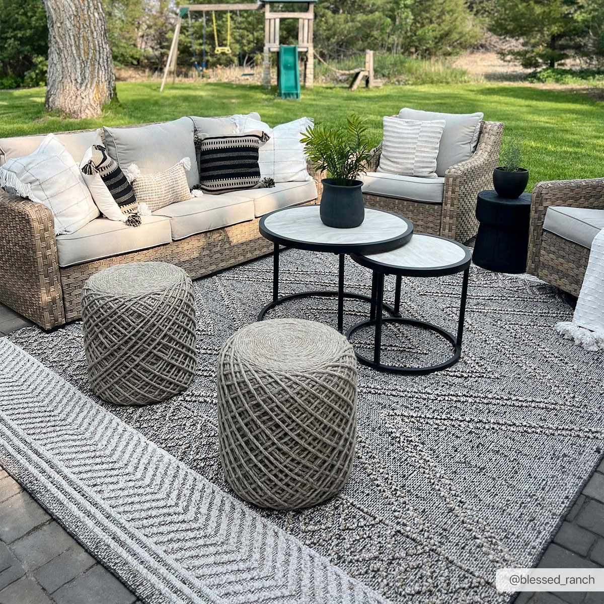 Beige Charcoal Areli Outdoor Area Rug by Boutique Rugs