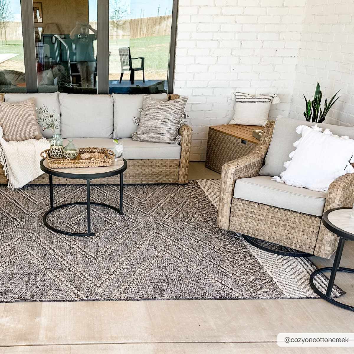 Beige Charcoal Areli Outdoor Area Rug by Boutique Rugs