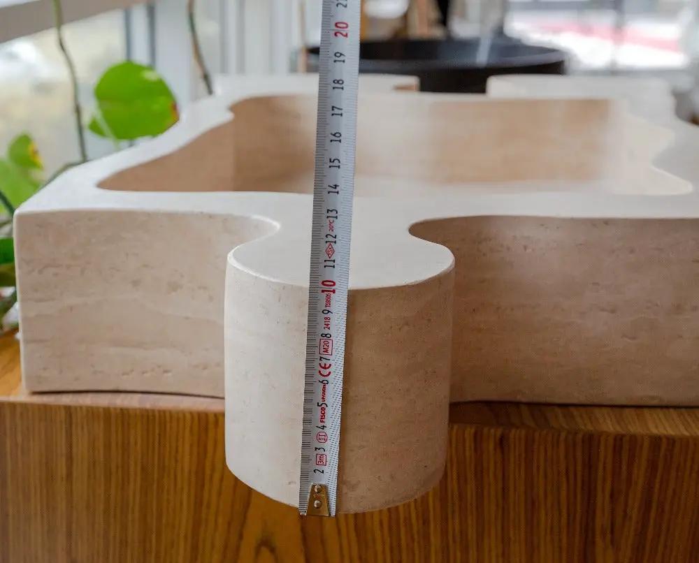 Natural Stone Beige Travertine Vessel Sink - Puzzle 16x27.5x6 by GobekDesign