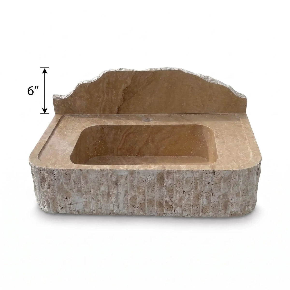 Beige Split-face Travertine Wall-Mount Vanity Sink 16x26 with backsplash by GMSTONE