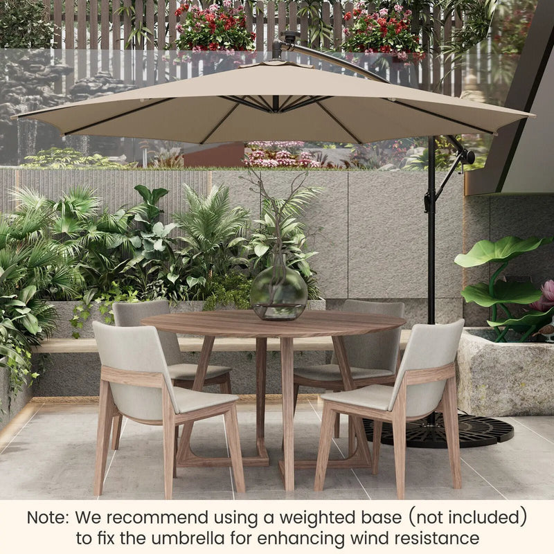 10 Feet Patio Offset Umbrella with 112 Solar-Powered LED Lights by DirectDeals