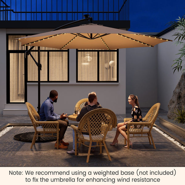10 Feet Patio Offset Umbrella with 112 Solar-Powered LED Lights, photo 2 of 11