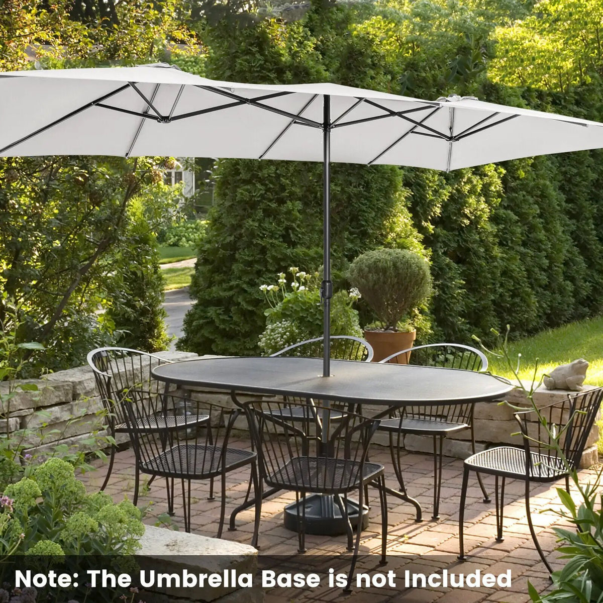15 Feet Double-Sized Patio Umbrella with Crank Handle and Vented Tops by DirectDeals