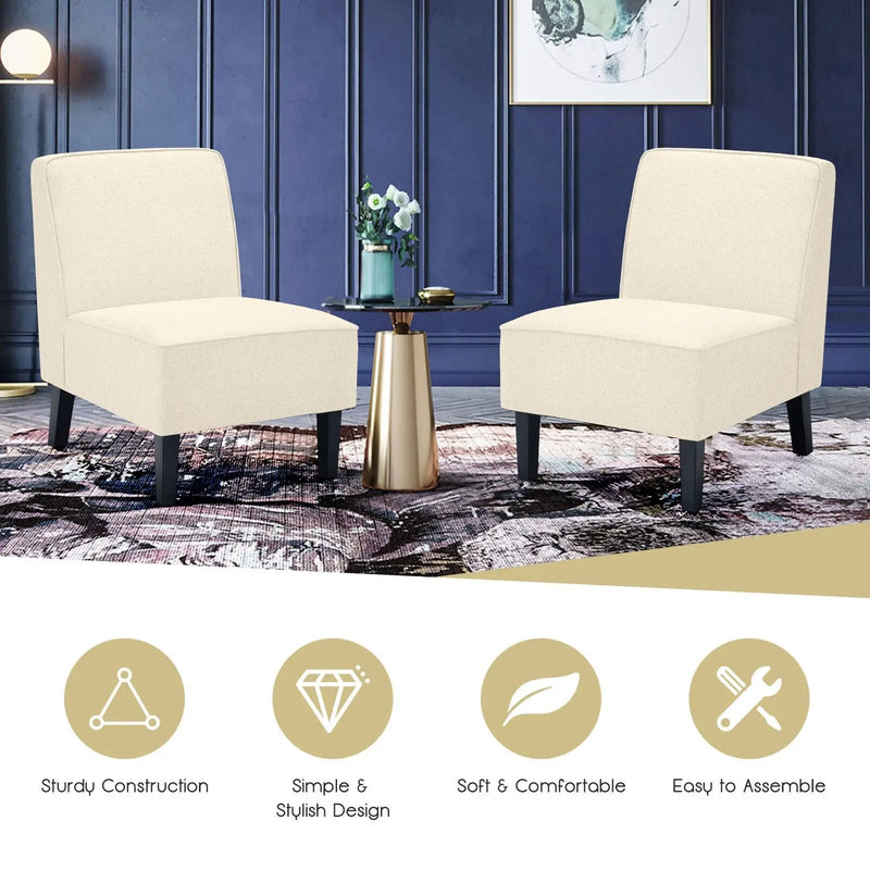 Modern Armless Accent Sofa Chair with Rubber Wood Legs by DirectDeals