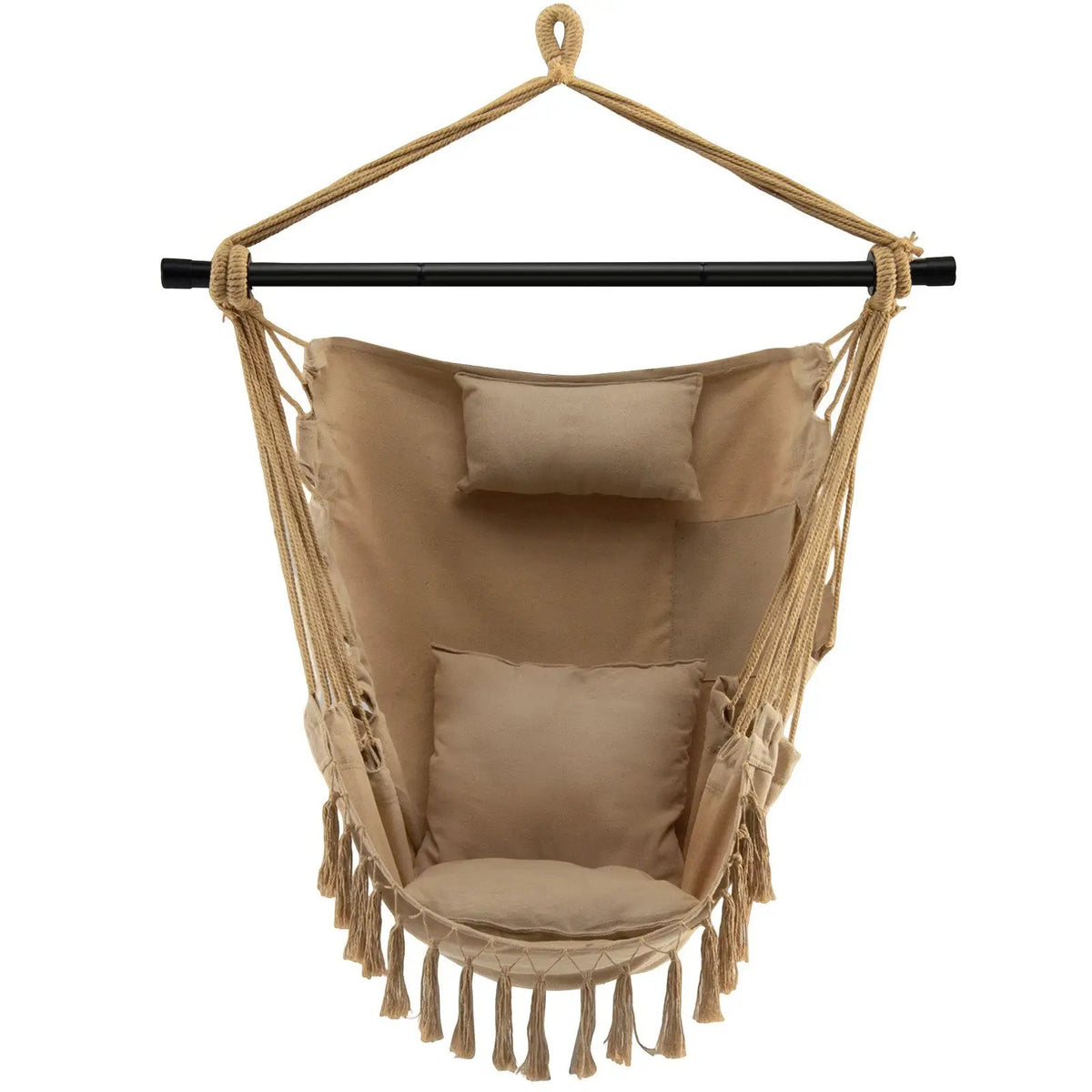 Hanging Rope Swing Chair with Soft Pillow and Cushions by DirectDeals