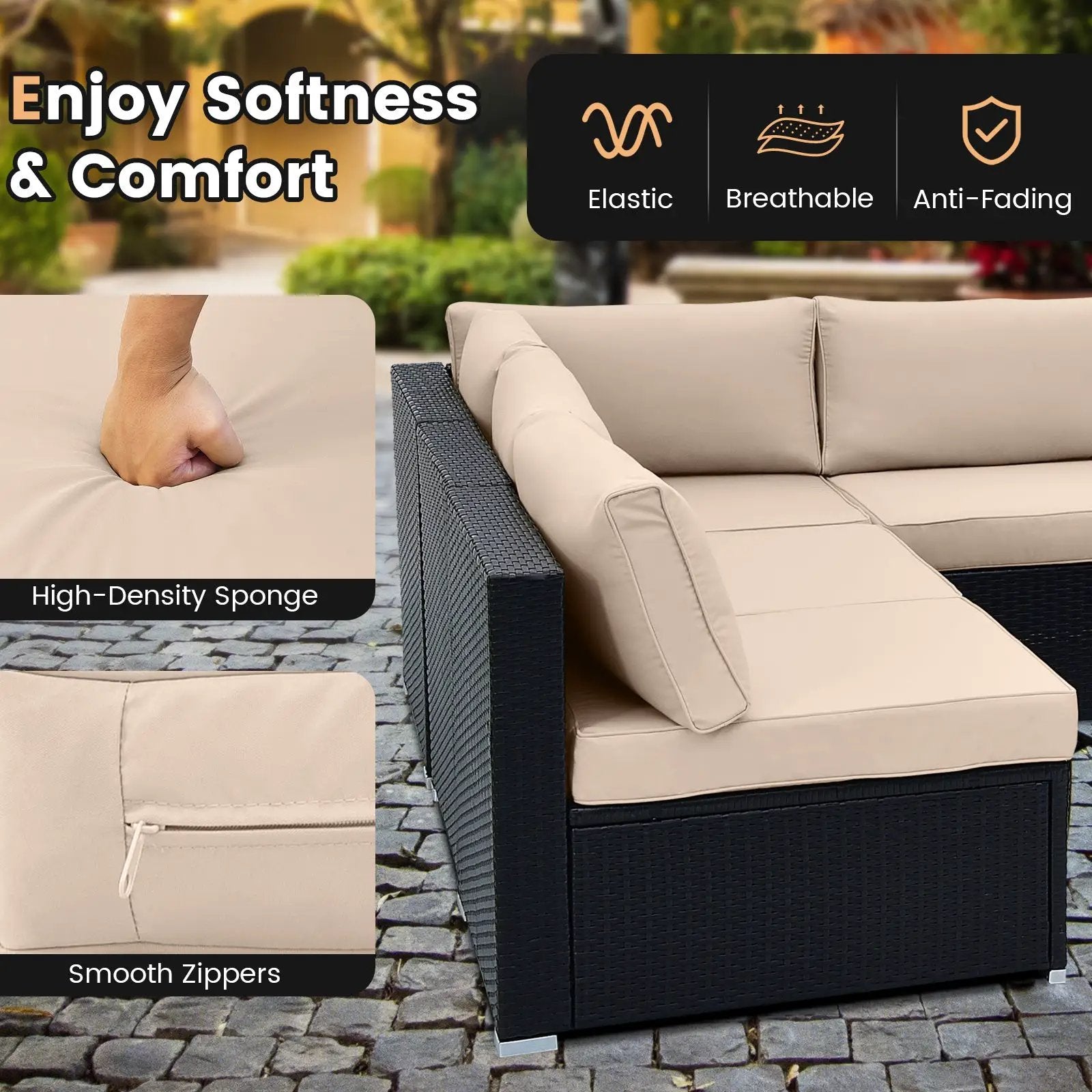 10 Piece Outdoor Wicker Conversation Set with Seat and Back Cushions by DirectDeals