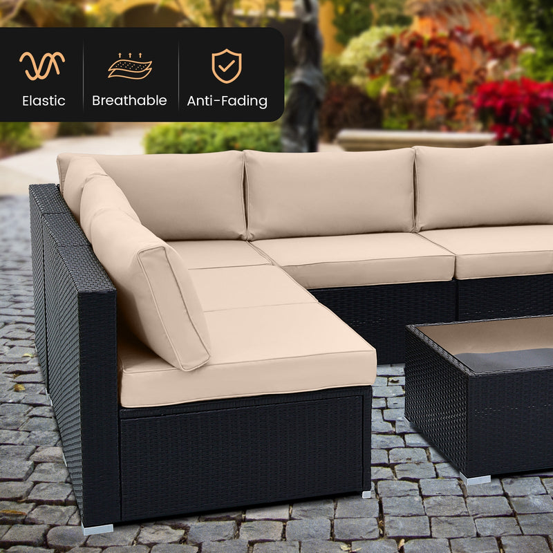 10 Piece Outdoor Wicker Conversation Set with Seat and Back Cushions by DirectDeals