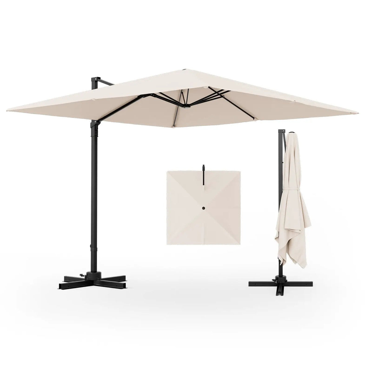 9.5 Feet Square Patio Cantilever Umbrella with 360° Rotation by DirectDeals